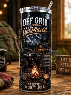 🏕️ OFF GRID & UNBOTHERED 20 OZ SKINNY TUMBLER